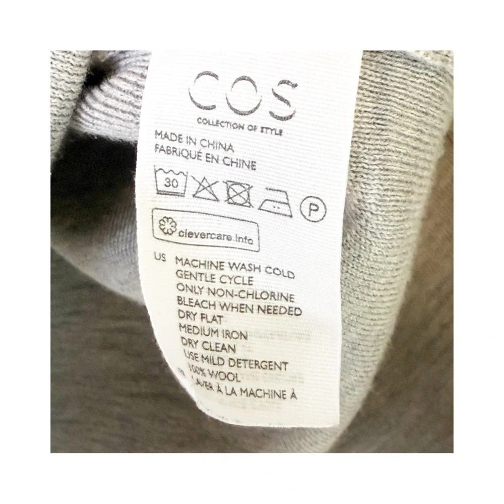 COS Light Gray Wool Mock Neck Tunic Sweater Size S